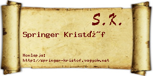 Springer Kristóf névjegykártya